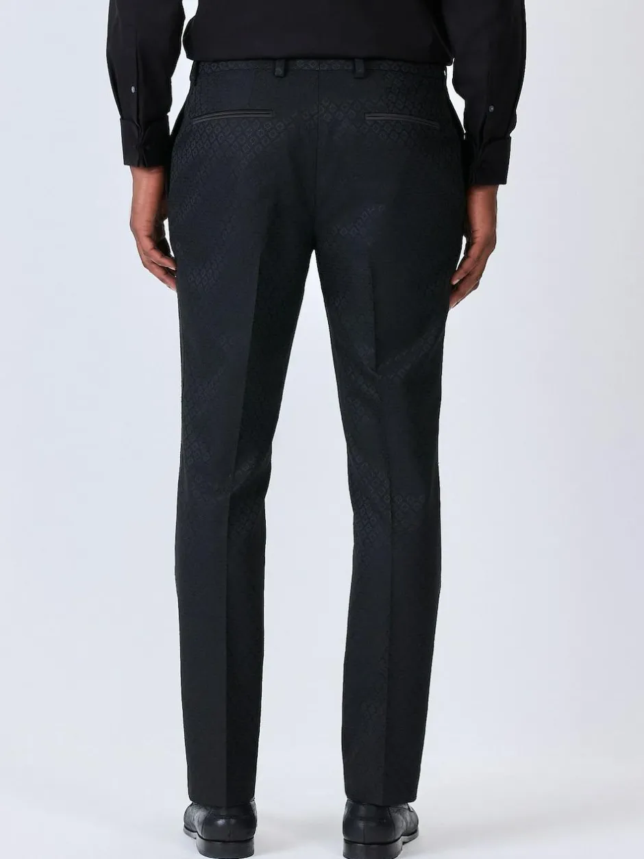 Next Slim Fit Jacquard Suit Trousers Black New