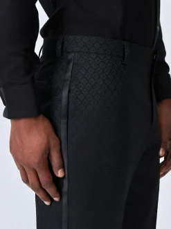 Next Slim Fit Jacquard Suit Trousers Black New