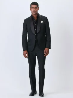Next Slim Fit Jacquard Suit Trousers Black New