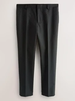 Next Slim Fit Jacquard Suit Trousers Black New