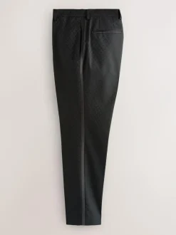 Next Slim Fit Jacquard Suit Trousers Black New