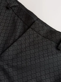 Next Slim Fit Jacquard Suit Trousers Black New