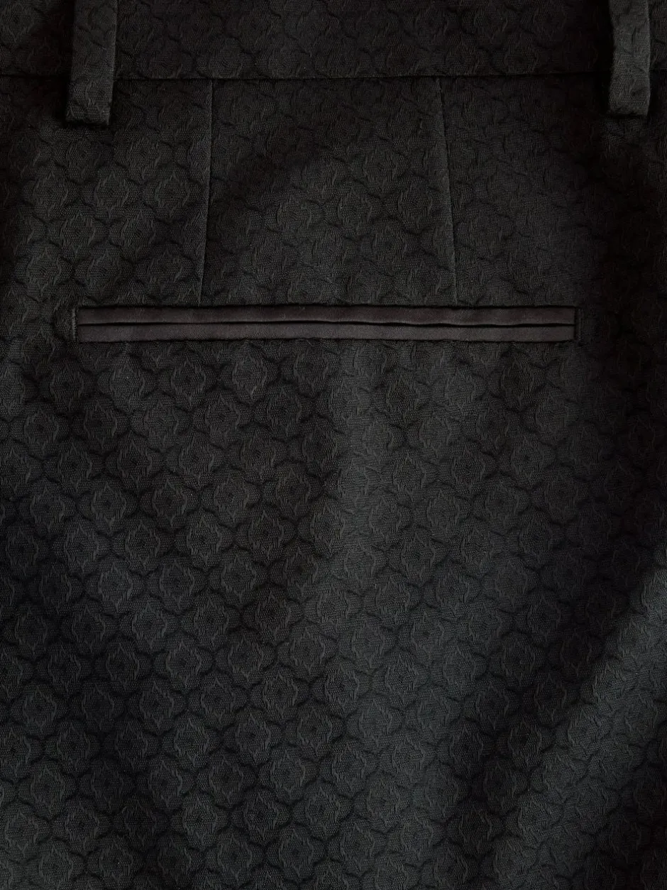 Next Slim Fit Jacquard Suit Trousers Black New