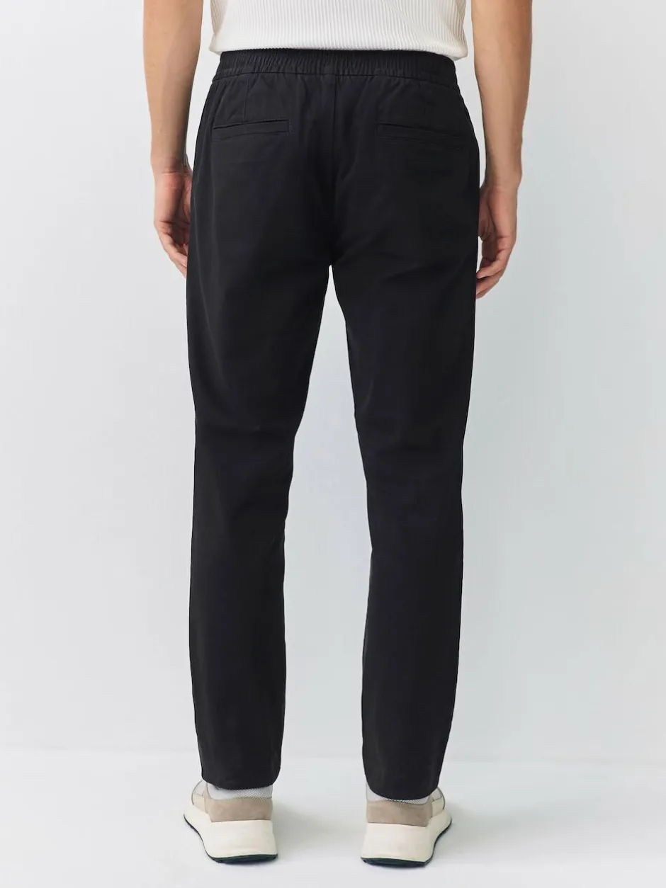 Next Slim Fit Pleated Stretch Chinos Trousers With Elasticated Waist Black Discount
