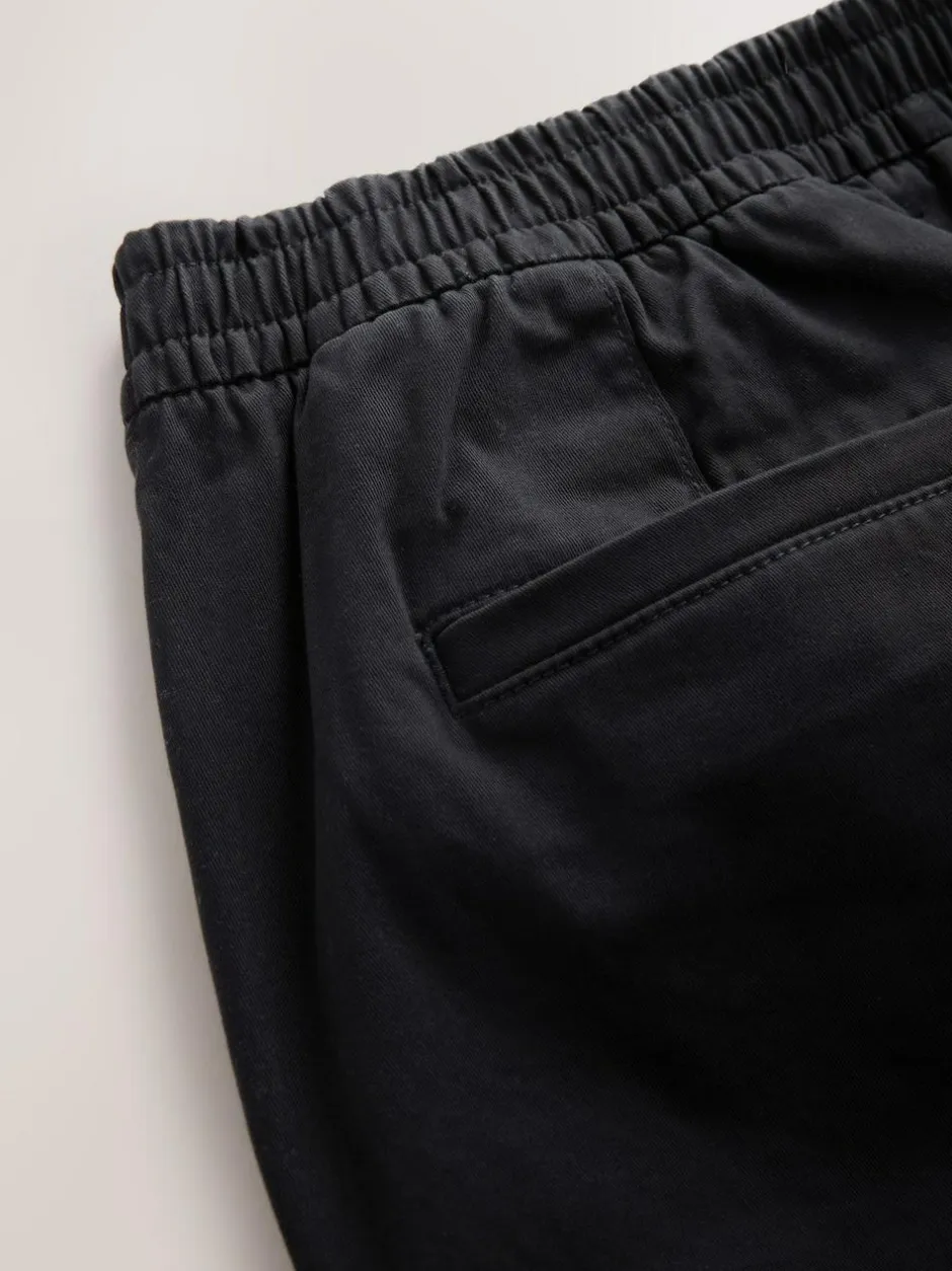 Next Slim Fit Pleated Stretch Chinos Trousers With Elasticated Waist Black Discount