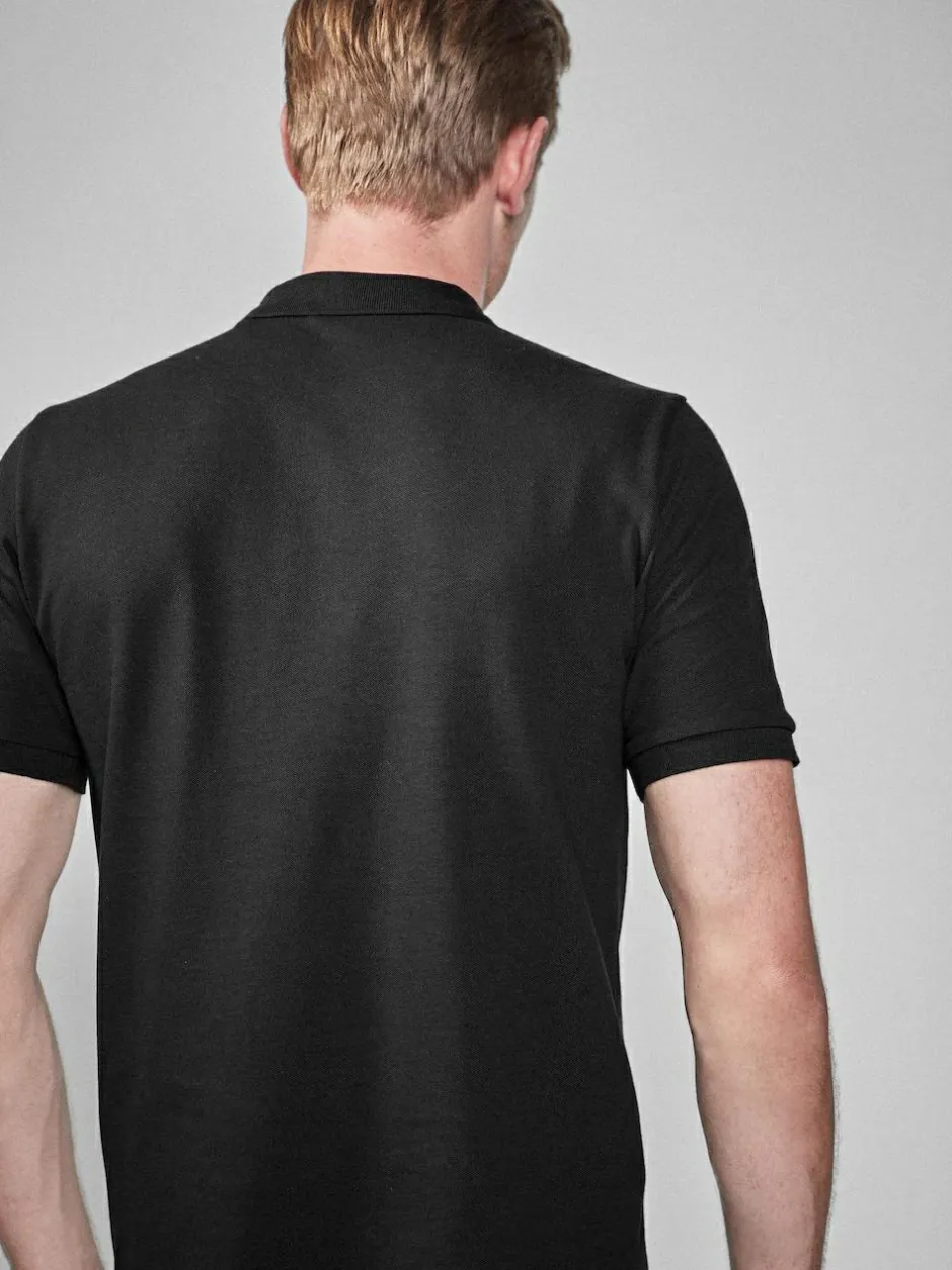 Next Black Slim Fit Short Sleeve Pique Polo Shirt Online