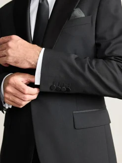 Next Black Slim Fit Signature Nova Fides 100% Italian Wool Tuxedo Suit Jacket Sale