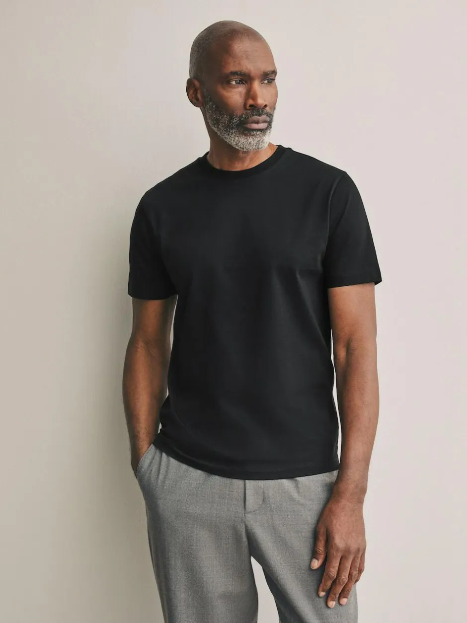 Next Slim Fit Signature SUPIMA® Cotton Crew Neck T-Shirt Black Outlet