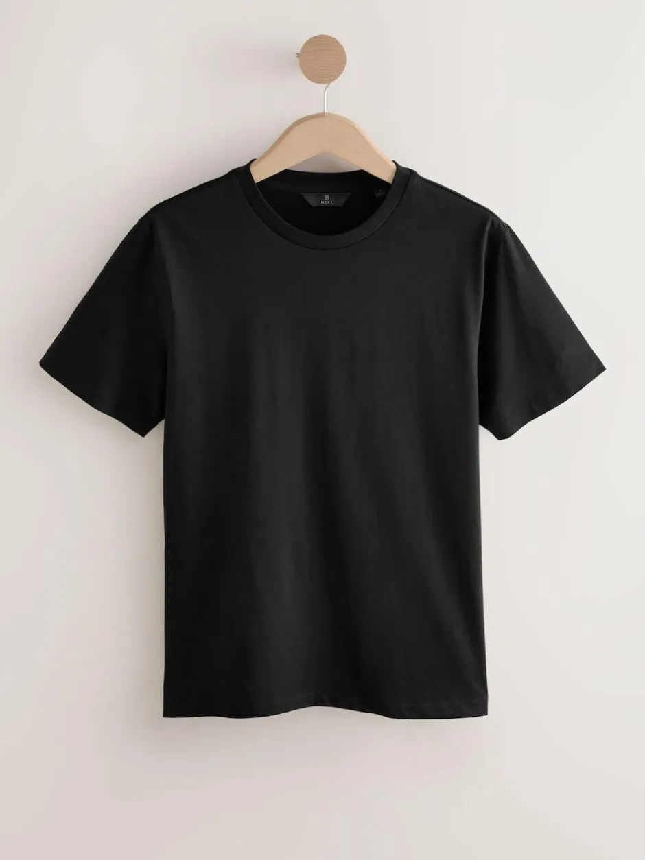 Next Slim Fit Signature SUPIMA® Cotton Crew Neck T-Shirt Black Outlet