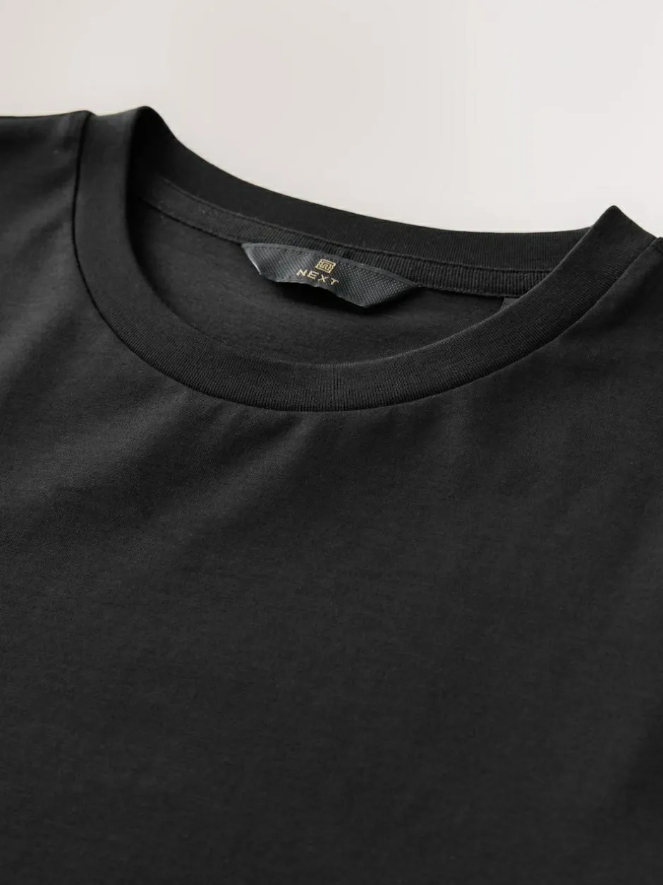 Next Slim Fit Signature SUPIMA® Cotton Crew Neck T-Shirt Black Outlet
