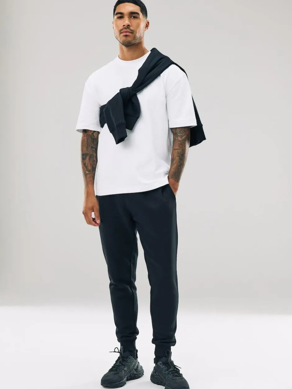 Next Slim Fit Slim Fit Brushback Heavyweight Joggers Black Outlet
