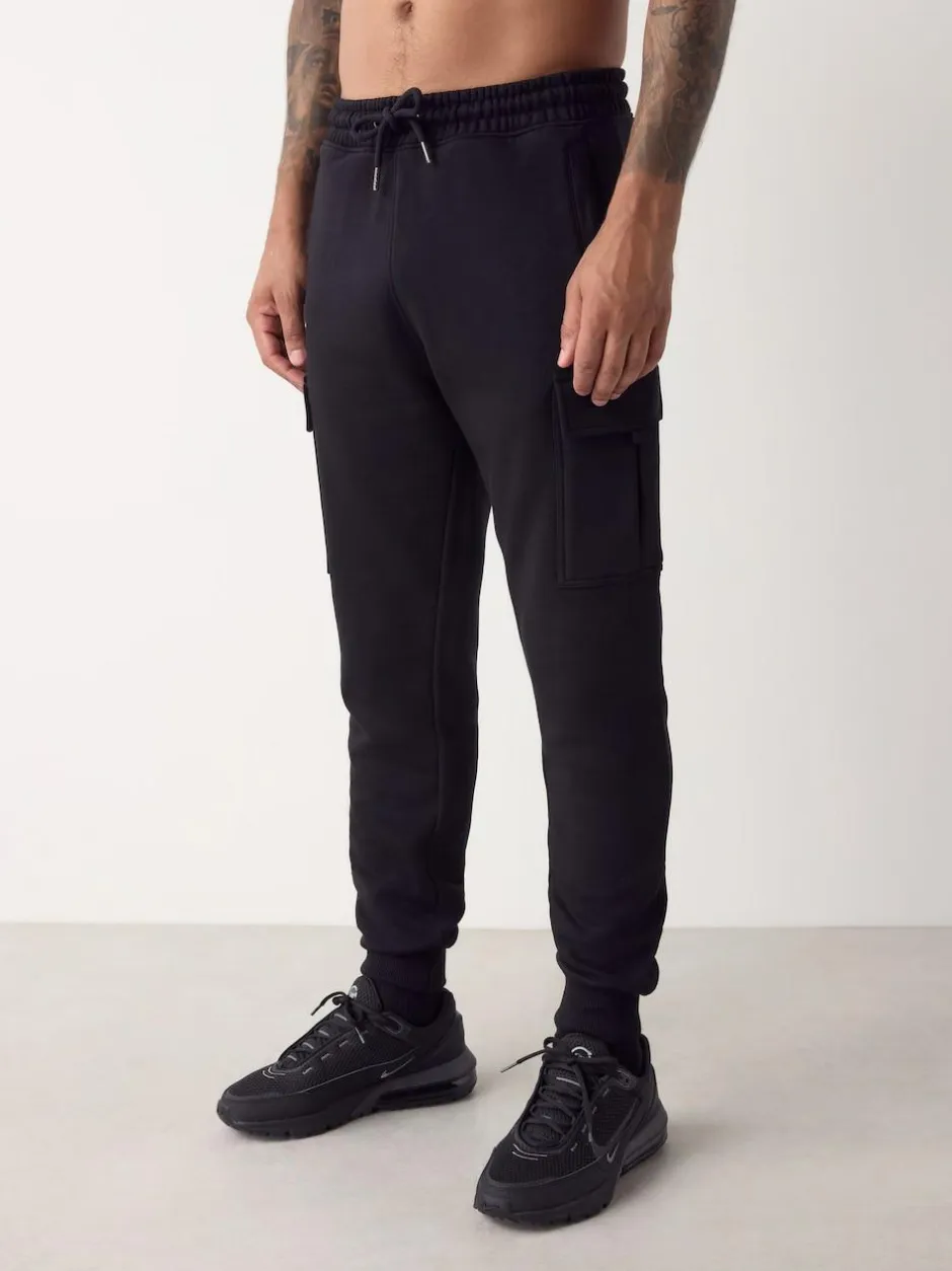 Next Slim Fit Slim Fit Brushback Heavyweight Cargo Joggers Black Best