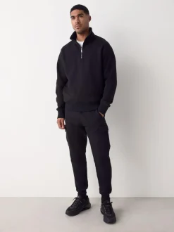 Next Slim Fit Slim Fit Brushback Heavyweight Cargo Joggers Black Best