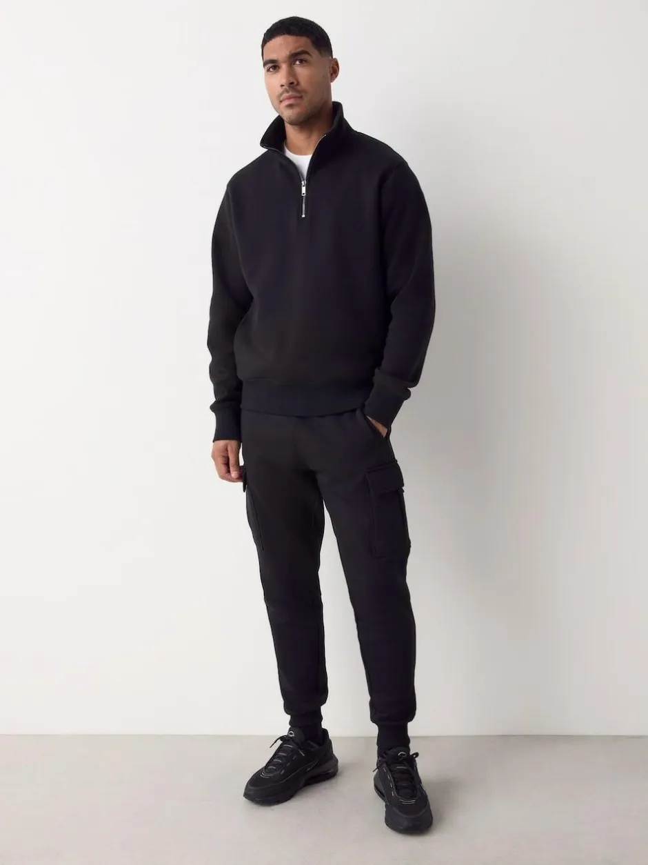 Next Slim Fit Slim Fit Brushback Heavyweight Cargo Joggers Black Best