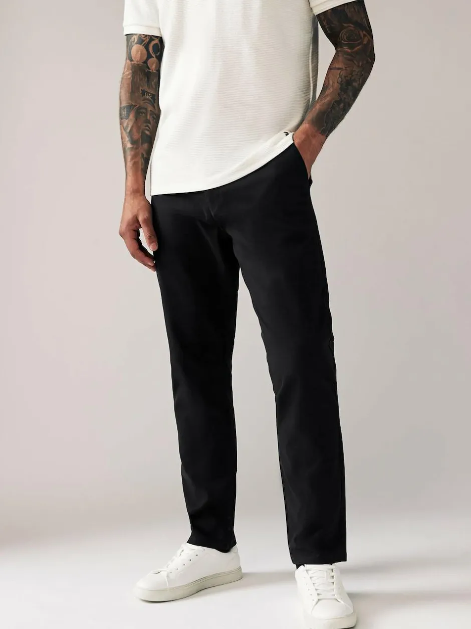 Next Black Slim Fit Stretch Chinos Trousers New