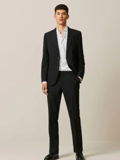 Next Black Slim Fit Suit Trousers With Side Adjuster Discount