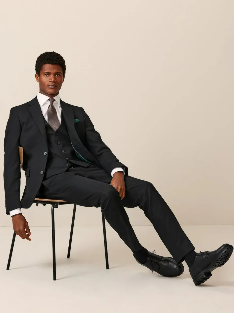 Next Black Slim Fit Textured Suit Jacket Sale