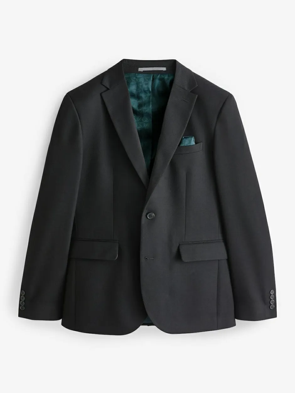 Next Black Slim Fit Textured Suit Jacket Sale