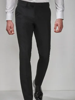 Next Slim Fit Tuxedo Suit Trousers Black Clearance