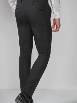 Next Slim Fit Tuxedo Suit Trousers Black Clearance