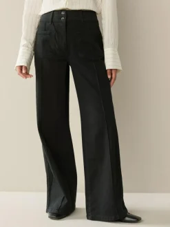 Next Slim Lift and Shape Wide Leg Jeans Black Sale