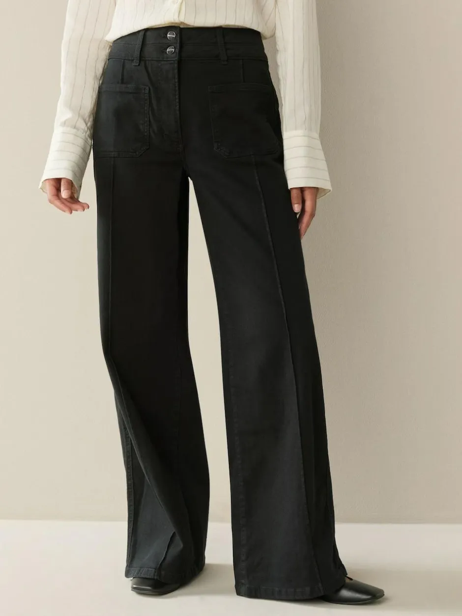 Next Slim Lift and Shape Wide Leg Jeans Black Sale