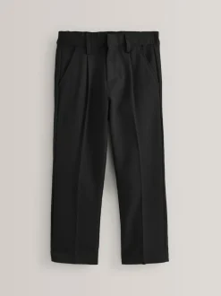 Next Slim Waist School Pleat Front Trousers (3-17yrs) Black Clearance