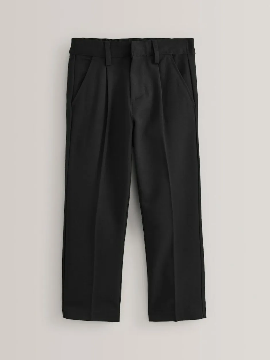 Next Slim Waist School Pleat Front Trousers (3-17yrs) Black Clearance