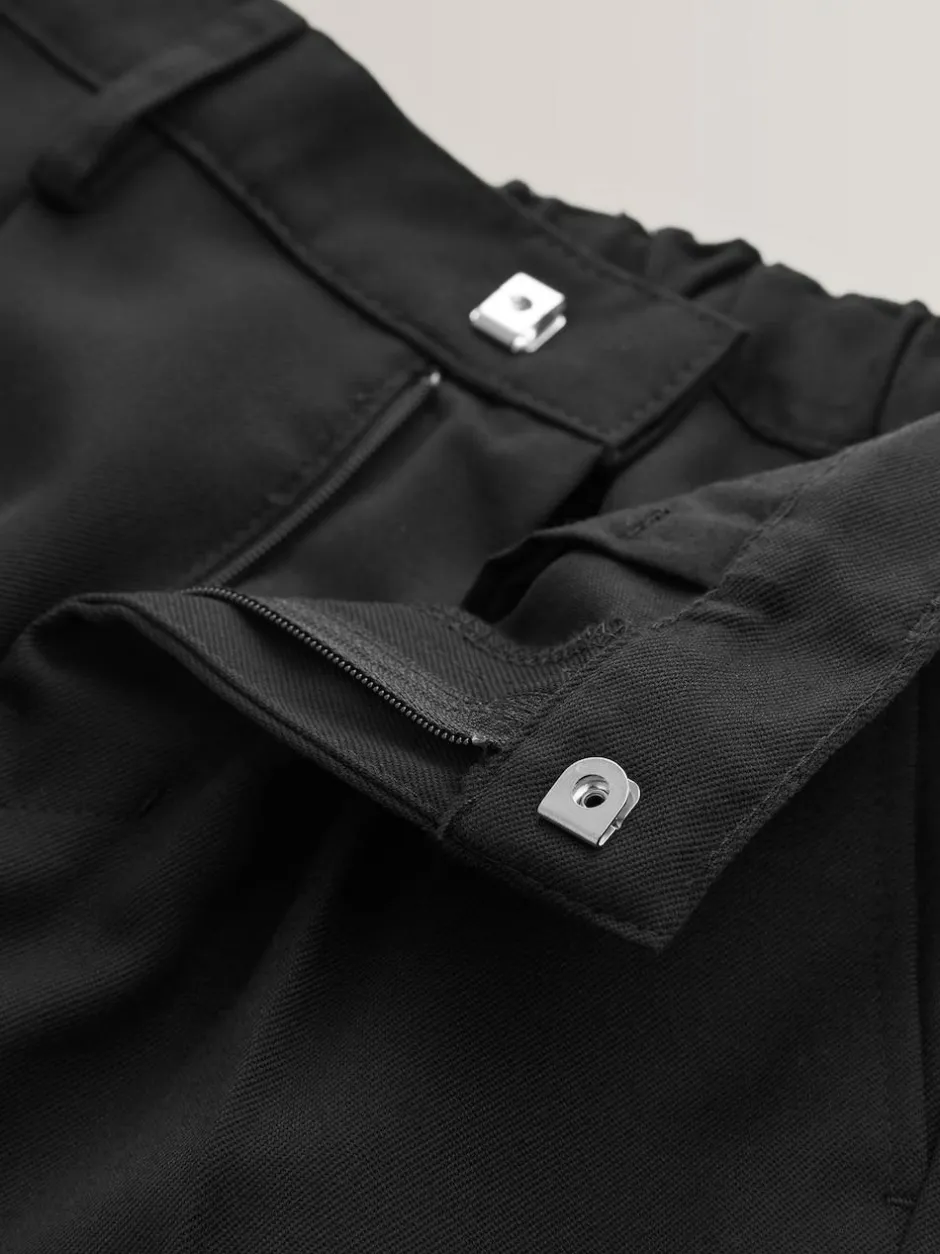 Next Slim Waist School Pleat Front Trousers (3-17yrs) Black Clearance