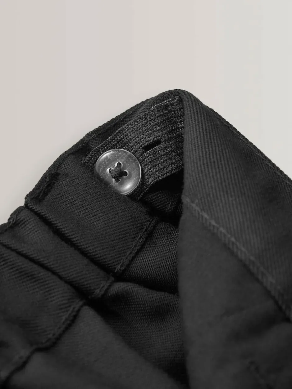 Next Slim Waist School Pleat Front Trousers (3-17yrs) Black Clearance