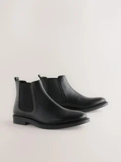 Next Black Smart Leather Chelsea Boots New