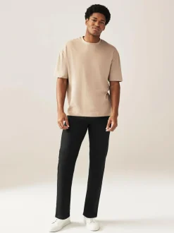 Next Black Solid Single Straight Fit Classic Stretch Jeans Discount