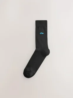 Next Fun Embroidered Socks 5 Pack Black Sports Cars Outlet