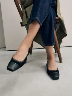 Next Black Square Toe Ballerina Shoes New