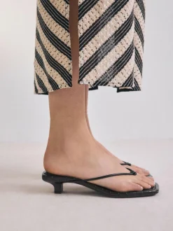Next Black Square Toe Post Low Heels Hot