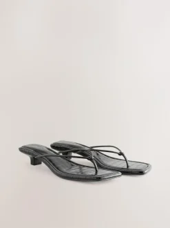 Next Black Square Toe Post Low Heels Hot