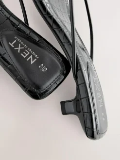 Next Black Square Toe Post Low Heels Hot