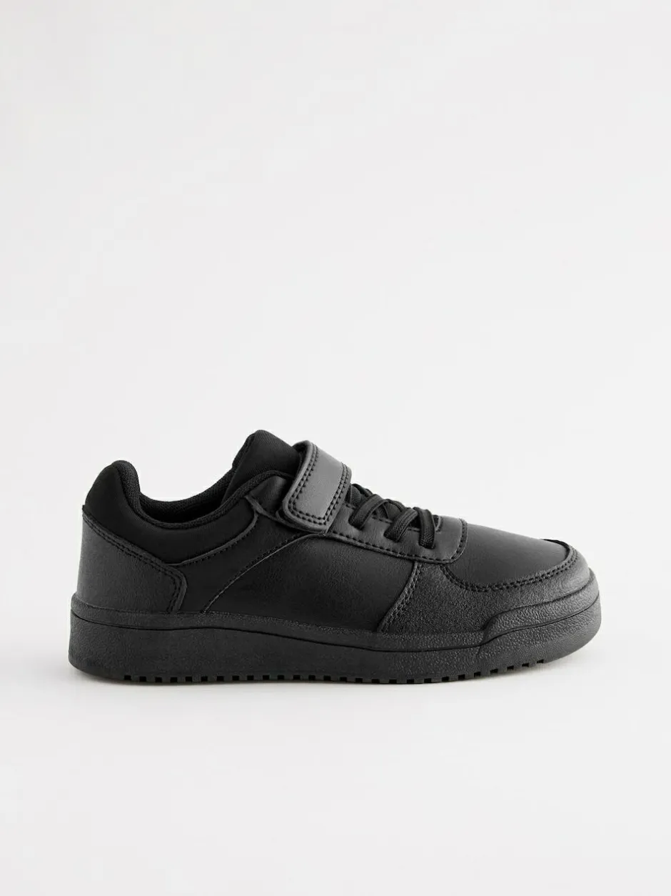 Next Black Standard Fit (F) 1 Strap Elastic Lace School Trainers New