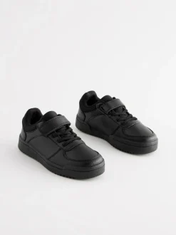 Next Black Standard Fit (F) 1 Strap Elastic Lace School Trainers New