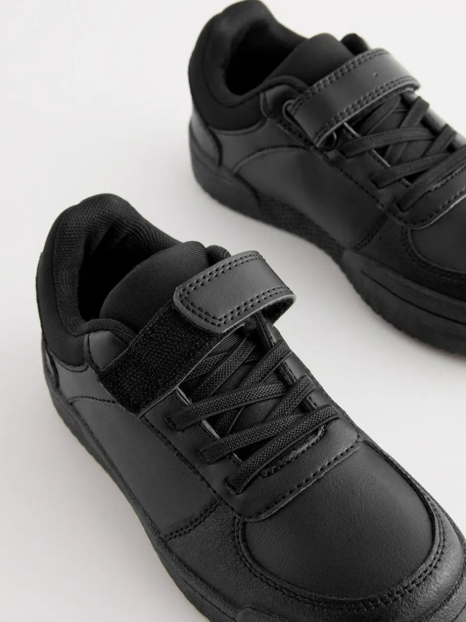 Next Black Standard Fit (F) 1 Strap Elastic Lace School Trainers New