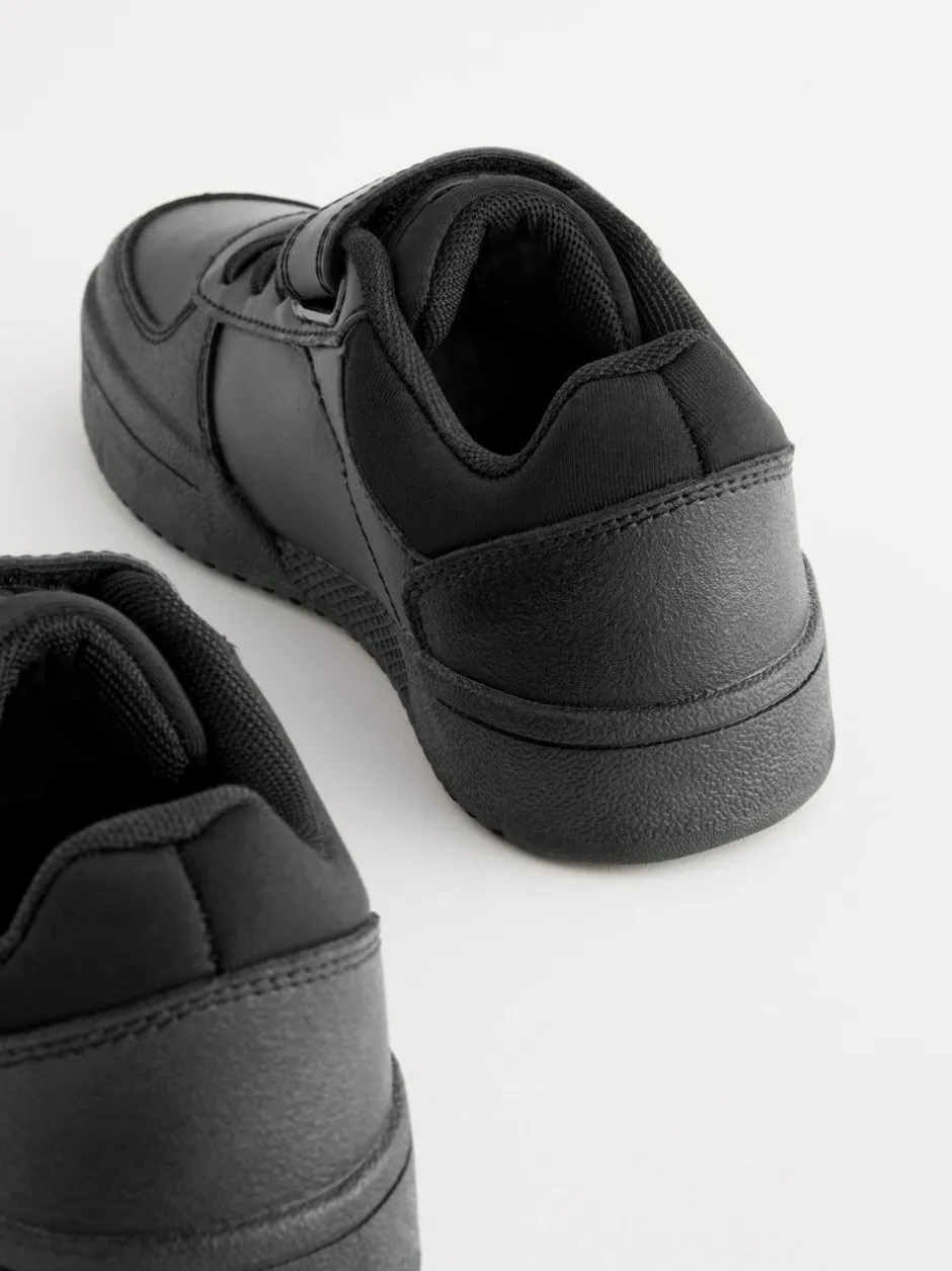 Next Black Standard Fit (F) 1 Strap Elastic Lace School Trainers New