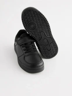 Next Black Standard Fit (F) 1 Strap Elastic Lace School Trainers New