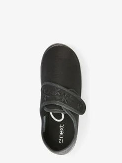 Next Black Standard Fit (F) Embroidered Strap School Plimsolls Sale