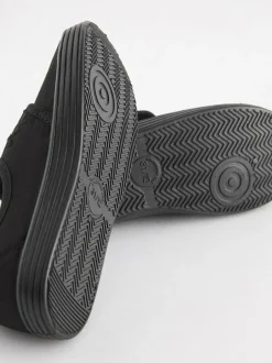 Next Black Standard Fit (F) Embroidered Strap School Plimsolls Sale
