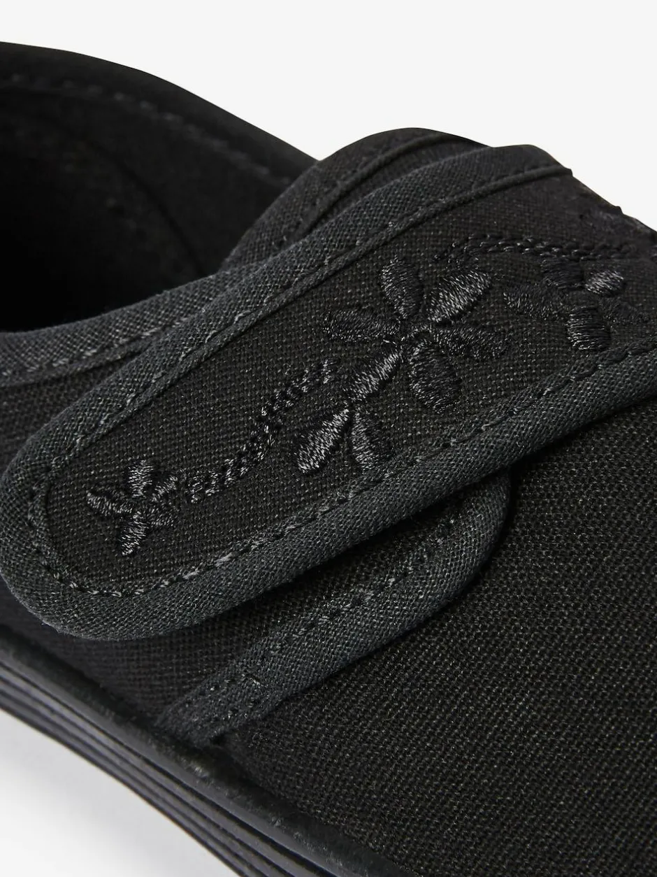 Next Black Standard Fit (F) Embroidered Strap School Plimsolls Sale