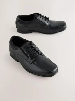 Next Black Standard Fit (F) Lace-Up Leather School Shoes New