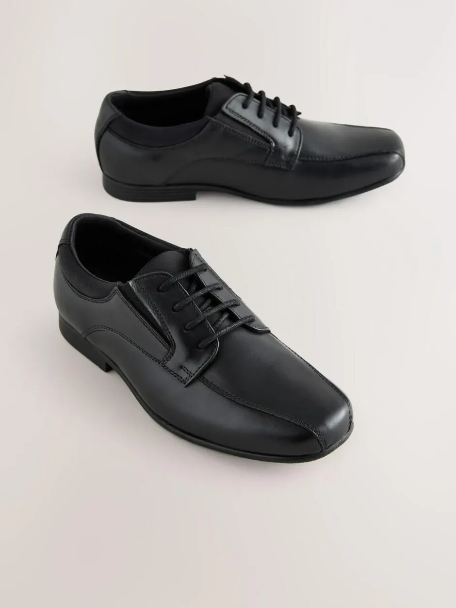 Next Black Standard Fit (F) Lace-Up Leather School Shoes New
