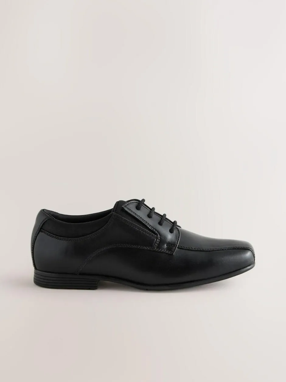 Next Black Standard Fit (F) Lace-Up Leather School Shoes New