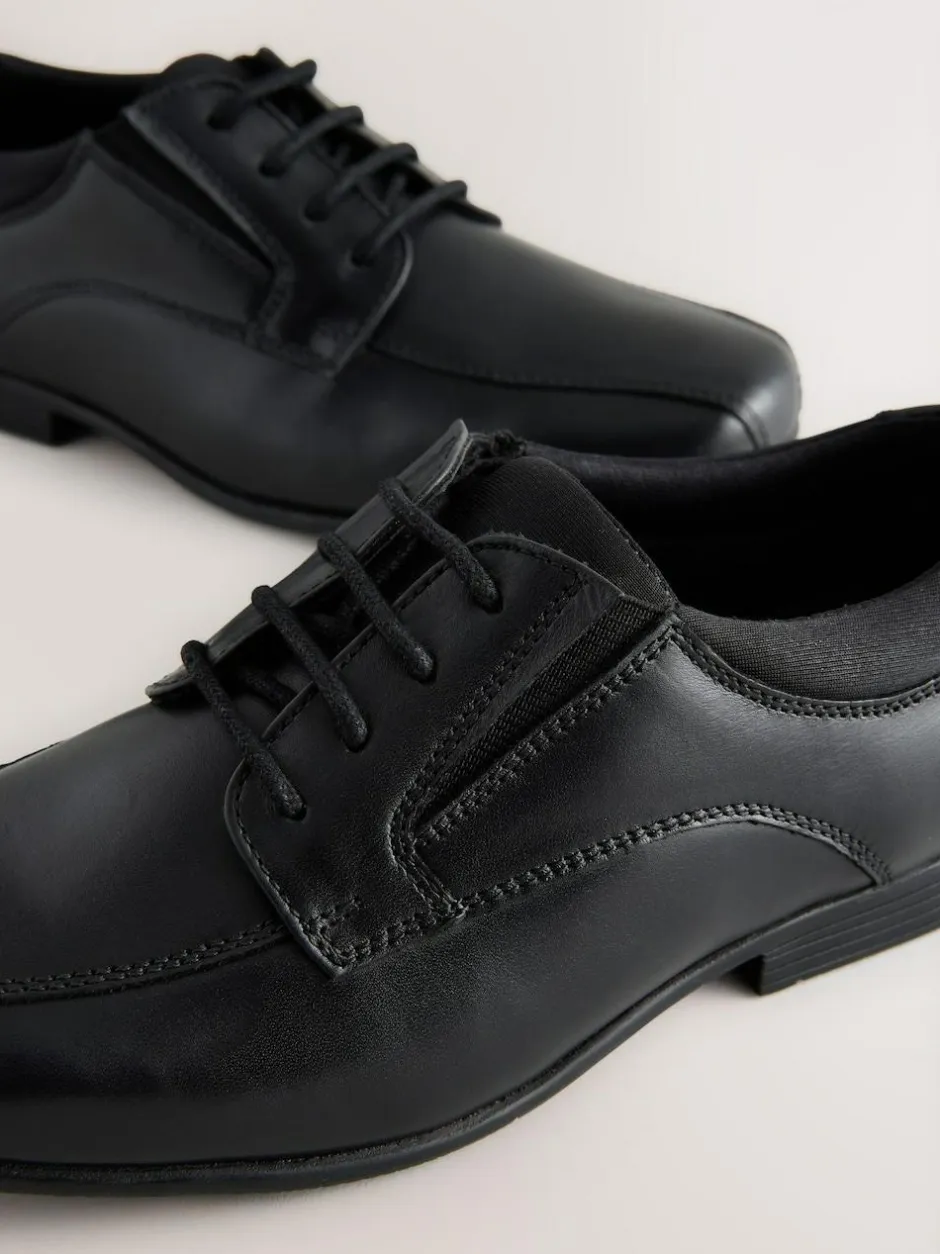 Next Black Standard Fit (F) Lace-Up Leather School Shoes New