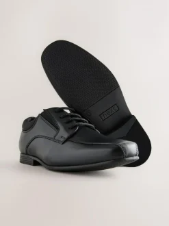 Next Black Standard Fit (F) Lace-Up Leather School Shoes New